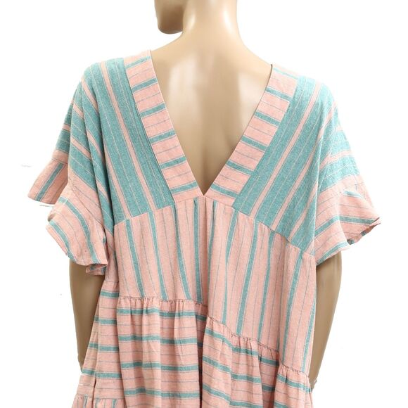 Free People Everyday Living Oversized Tunic Dress Striped Print Ruffle S 283137 - Picture 7 of 8